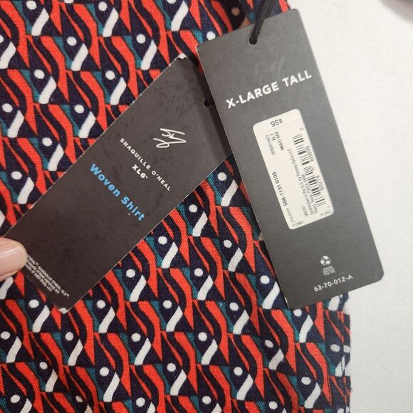 Shaquille O'Neal XLG Mens Shirt Button Short Sleeve Size XLT Red White Black NWT - Picture 8 of 16